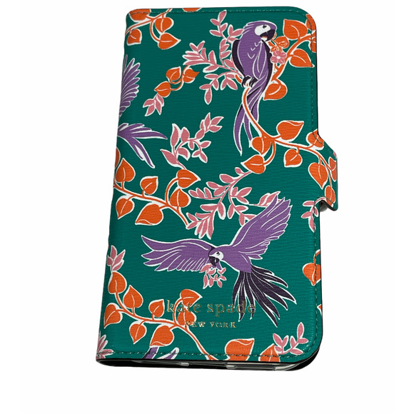Kate Spade Bird Jungle Party Magnet Wrap Folio Iphone 11 PRO Folio Green Case - Picture 4 of 9